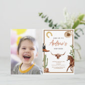 Eerste Rodeo Modern Southern Cowboy foto Verjaarda Kaart (Staand voorkant)