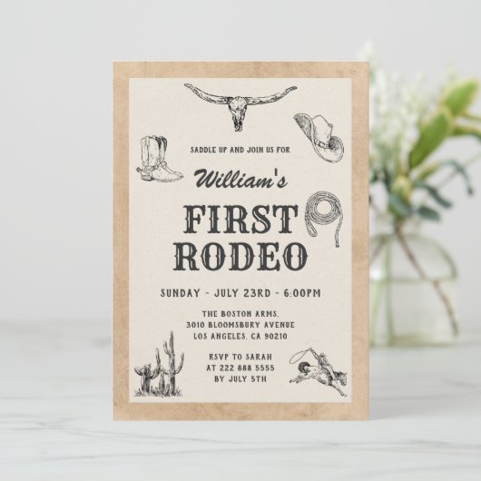 Eerste Rodeo  Neutral Cowboy 1e verjaardag Kaart