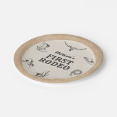Eerste Rodeo  Neutral Cowboy 1e verjaardag Papieren Bordje (Gekanteld)