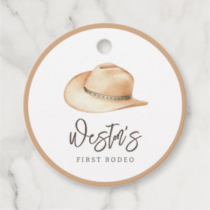 Eerste Rodeo Neutral Southern Cowboy Birthday Bedankjes Labels