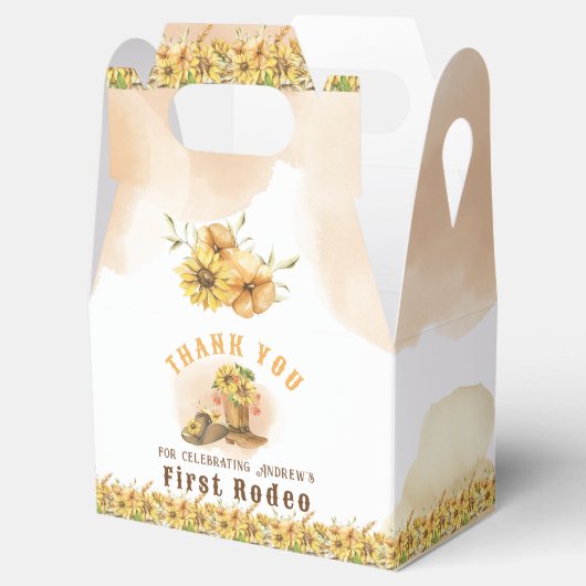 Eerste Rodeo Neutral Southern Cowboy Birthday Favo Bedankdoosjes (Geopend)