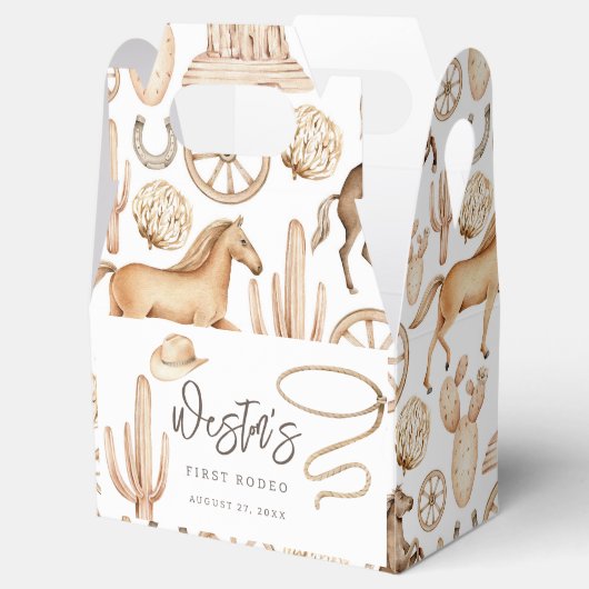Eerste Rodeo Neutral Southern Cowboy Birthday Favo Bedankdoosjes (Geopend)
