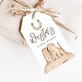 Eerste Rodeo Neutral Southern Cowboy Birthday Favo Cadeaulabel