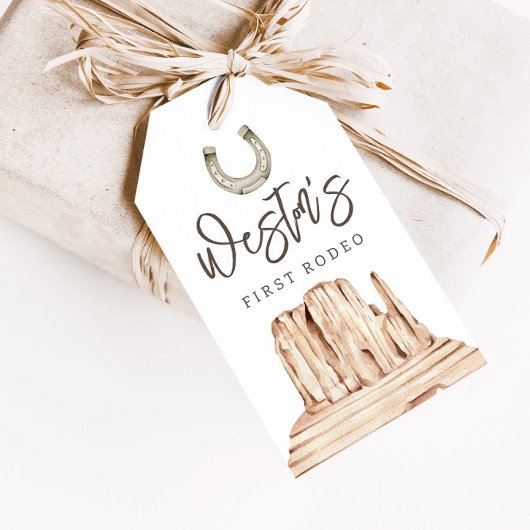 Eerste Rodeo Neutral Southern Cowboy Birthday Favo Cadeaulabel