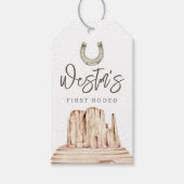 Eerste Rodeo Neutral Southern Cowboy Birthday Favo Cadeaulabel (Voorkant)