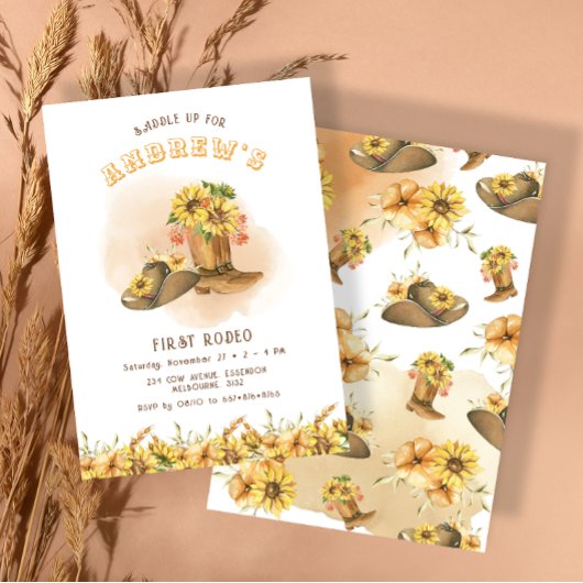 Eerste Rodeo Neutral Southern Cowboy Birthday Kaart