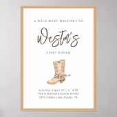 Eerste Rodeo Neutral Southern Cowboy Birthday Post Poster (Voorkant)