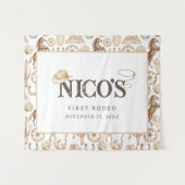 Eerste Rodeo Neutrale Zuidelijke Cowboy Verjaardag Wandkleed (Voorkant (horizontaal))