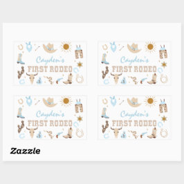 Eerste Rodeo Pastelkleurige Eerste Verjaardag Rechthoekige Sticker