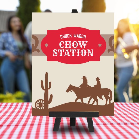 Eerste Rodeo Rode "Chuck wagon chow station" Bord Poster