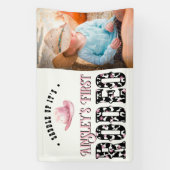 Eerste Rodeo Roze gepersonaliseerde foto 1e verjaa Spandoek (Verticaal)