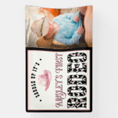 Eerste Rodeo Roze gepersonaliseerde foto 1e verjaa Spandoek (Verticaal)
