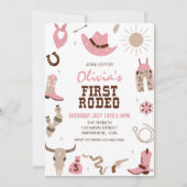 Eerste Rodeo Roze Western 1e Verjaardag Kaart (Voorkant)