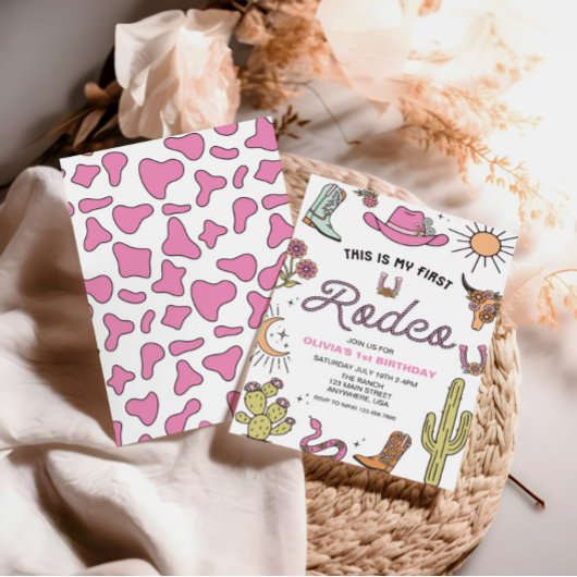 Eerste Rodeo Roze Western 1e Verjaardag Kaart