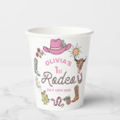Eerste Rodeo Roze Western Cowboy 1e Verjaardag Papieren Bekers (Voorkant)