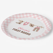 Eerste Rodeo Roze Western Cowboy 1e Verjaardag Papieren Bordje (Gekanteld)