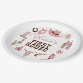 Eerste Rodeo Roze Western Cowboy 1e Verjaardag Papieren Bordje (Gekanteld)