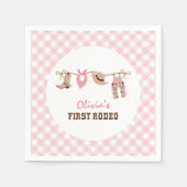 Eerste Rodeo Roze Western Cowboy 1e Verjaardag Servet (Voorkant)