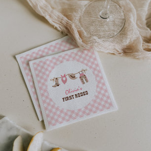 Eerste Rodeo Roze Western Cowboy 1e Verjaardag Servet