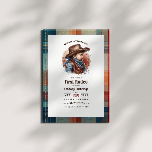 “Eerste Rodeo” Rustieke Cowboy 1e Verjaardag Kaart