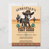 Eerste Rodeo schattig cowboy baby paard verjaardag Kaart (Voorkant)