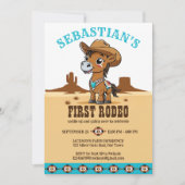 Eerste Rodeo schattig cowboy baby paard verjaardag Kaart (Voorkant)