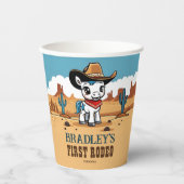 Eerste Rodeo schattig cowboy baby paard verjaardag Papieren Bekers (Voorkant)