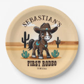 Eerste Rodeo schattig cowboy paard verjaardagsfees Papieren Bordje (Voorkant)