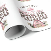 Eerste Rodeo Schattige Roze Gepersonaliseerde 1e V Cadeaupapier (Rol Hoek)