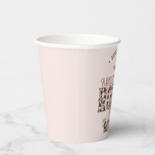 Eerste Rodeo Schattige Roze Gepersonaliseerde 1e V Papieren Bekers (Rechts)