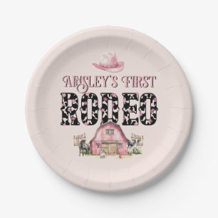 Eerste Rodeo Schattige Roze Gepersonaliseerde 1e V Papieren Bordje