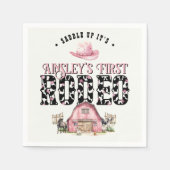Eerste Rodeo Schattige Roze Gepersonaliseerde 1e V Servet (Voorkant)