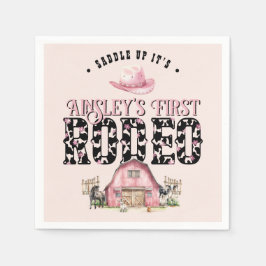 Eerste Rodeo Schattige Roze Gepersonaliseerde 1e V Servet