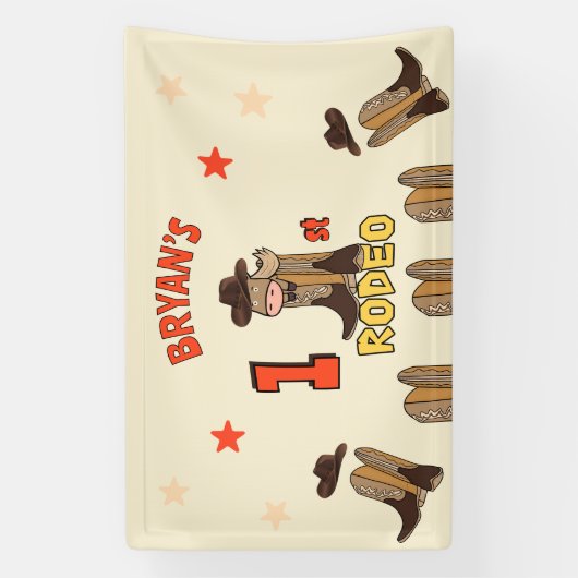 Eerste Rodeo Spandoek (Verticaal)