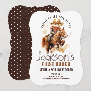 Eerste Rodeo Teddybeer Paard Jongen Eerste Verjaar Kaart