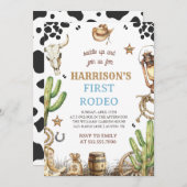 Eerste Rodeo Uitnodiging, Mijn 1e Rodeo Uitnodigin Kaart (Voorkant / Achterkant)