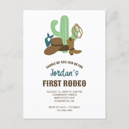 Eerste Rodeo Verjaardag 1e Cowboy Schattig Westers Briefkaart