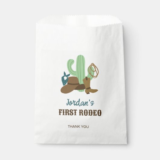 Eerste Rodeo Verjaardag 1e Cowboy Western Bedankzakje (Voorkant)