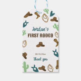 Eerste Rodeo Verjaardag 1e Cowboy Western Cadeaulabel