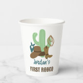 Eerste Rodeo Verjaardag 1e Cowboy Western Papieren Bekers (Achterkant)