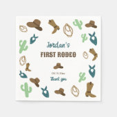 Eerste Rodeo Verjaardag 1e Cowboy Western Servet (Voorkant)