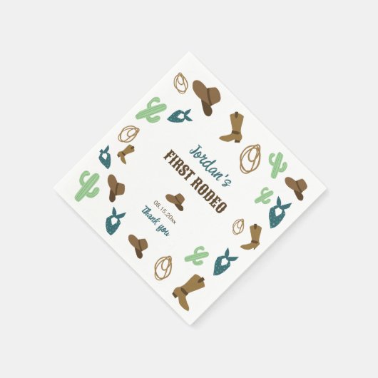 Eerste Rodeo Verjaardag 1e Cowboy Western Servet (Hoek)