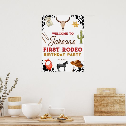 Eerste Rodeo Verjaardag 1e Rodeo Welkom Poster (Keuken)