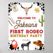 Eerste Rodeo Verjaardag 1e Rodeo Welkom Poster (Voorkant)