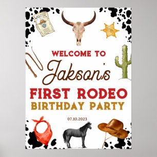 Eerste Rodeo Verjaardag 1e Rodeo Welkom Poster