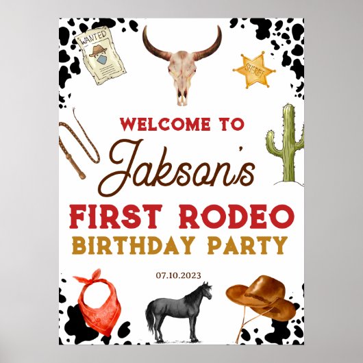 Eerste Rodeo Verjaardag 1e Rodeo Welkom Poster (Voorkant)