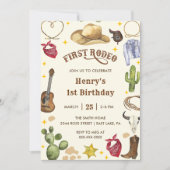 Eerste Rodeo Verjaardag Cowboy 1e Verjaardag uitno Kaart (Voorkant)