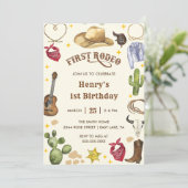 Eerste Rodeo Verjaardag Cowboy 1e Verjaardag uitno Kaart (Staand voorkant)