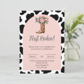 Eerste Rodeo verjaardag, Cowgirl uitnodigen Kaart (Staand voorkant)