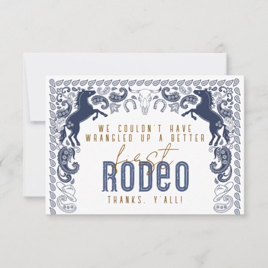 Eerste Rodeo Verjaardag Dank u kaart – Westerne Co (Voorkant)